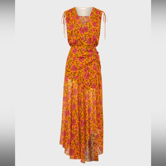 Veronica Beard Dovima Silk Dress | Orange Floral | NWT - Picture 2 of 6
